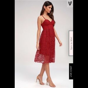 Lulus Red Lace Midi Dress